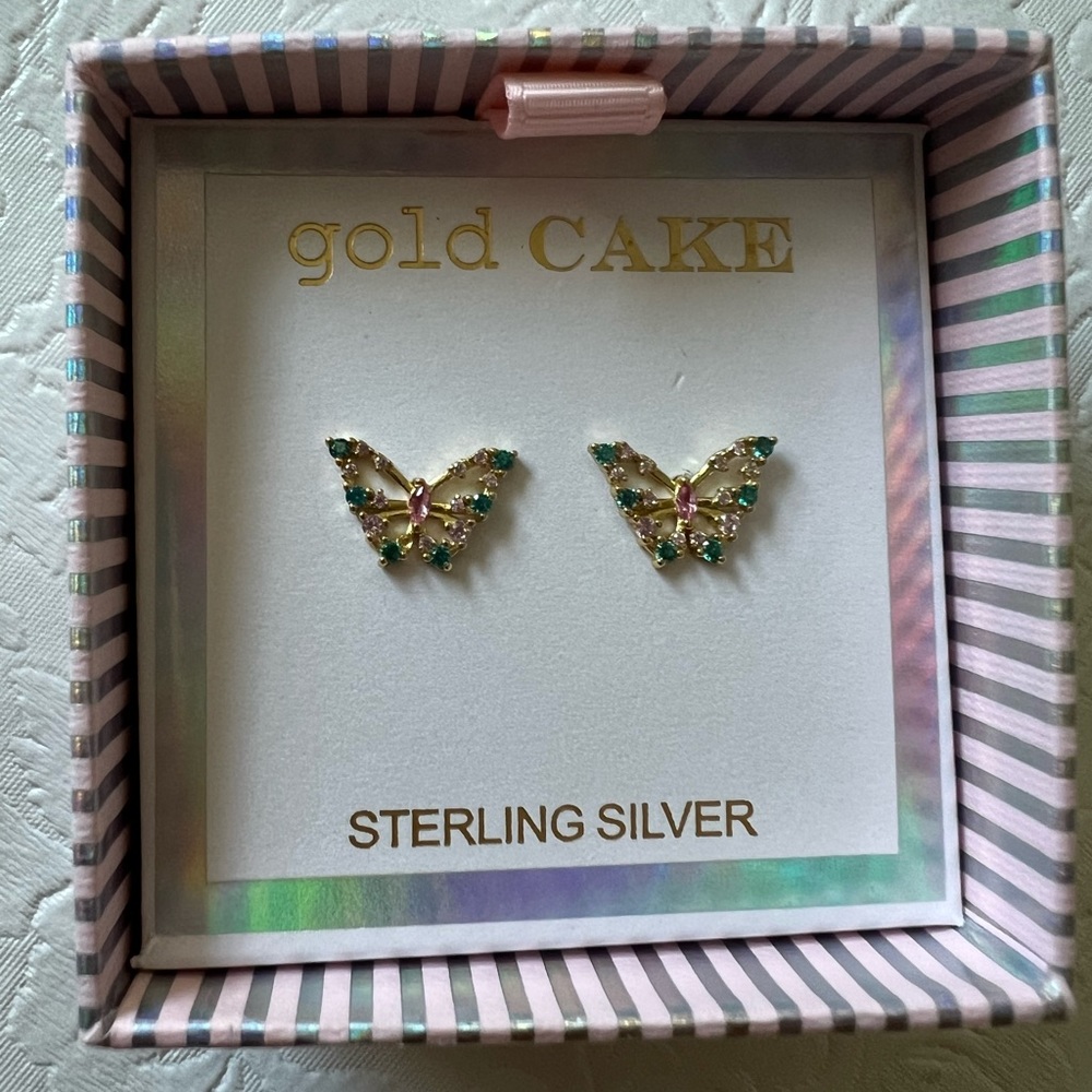 Gold Cake butterflies gold toned stud earrings